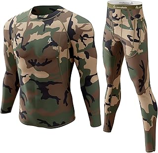 Mens Thermal Underwear Set with Fly Long Johns Base Layer Winter Hunting Gear Sport Top and Bottom