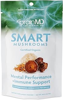 BRAINMD Dr. Amen Smart Mushrooms - Mental Performance + Immune Support 90g (3.2 oz)
