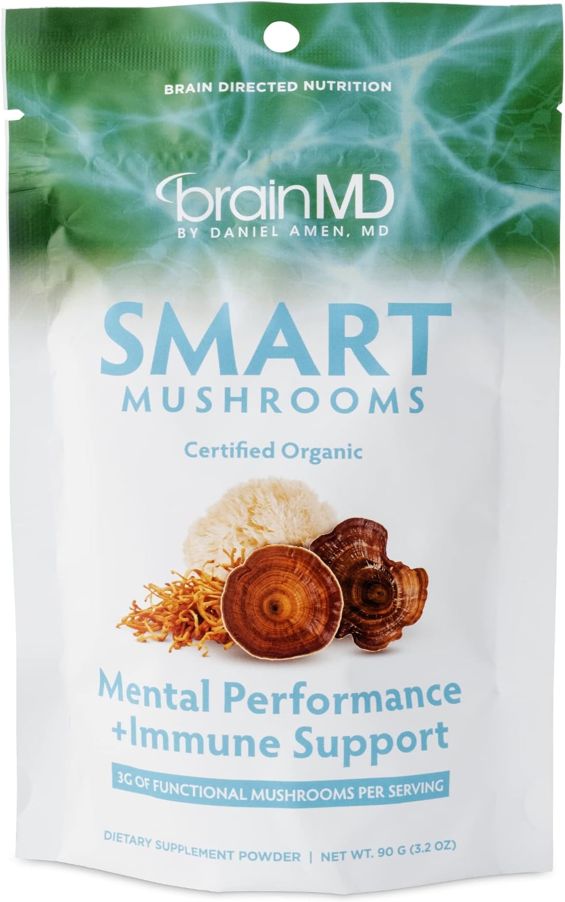 Dr. Amen Smart Mushrooms - Mental Performance + Immune Support 90g (3.2 oz)