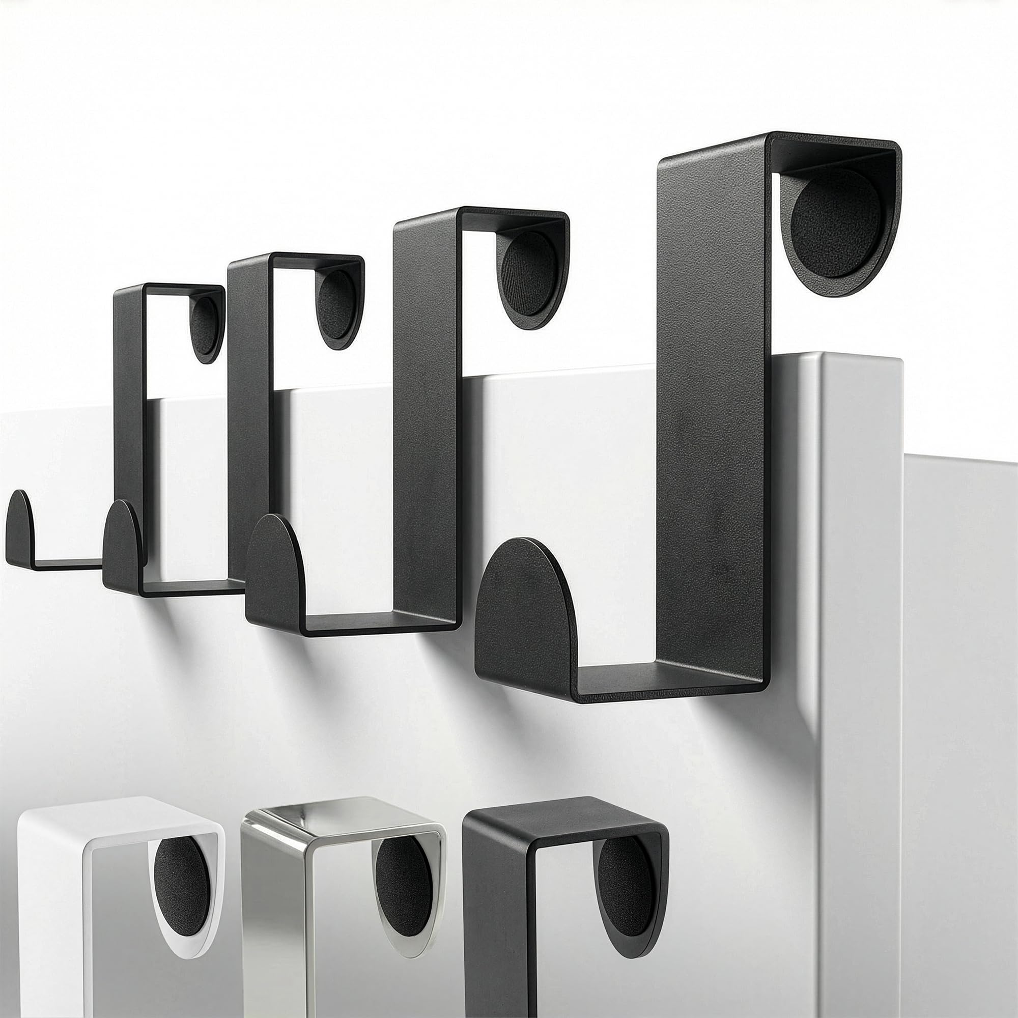 Minismus Black Door Hooks For Hanging - Stainless Steel Coat Hooks Door - Individually Usable Door Coat Rack Hooks - Hanging Hooks - Set Of 4 (Black)
