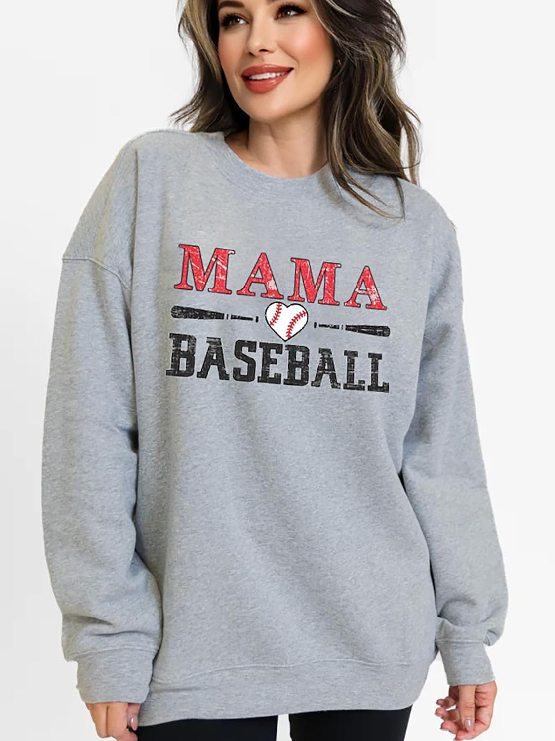 Mama Sweatshirt Oversized Long Sleeve Cheer Mom Shirt for Baseball Football Soccer Baketball Dance Sport Pullover Tops - Image 2