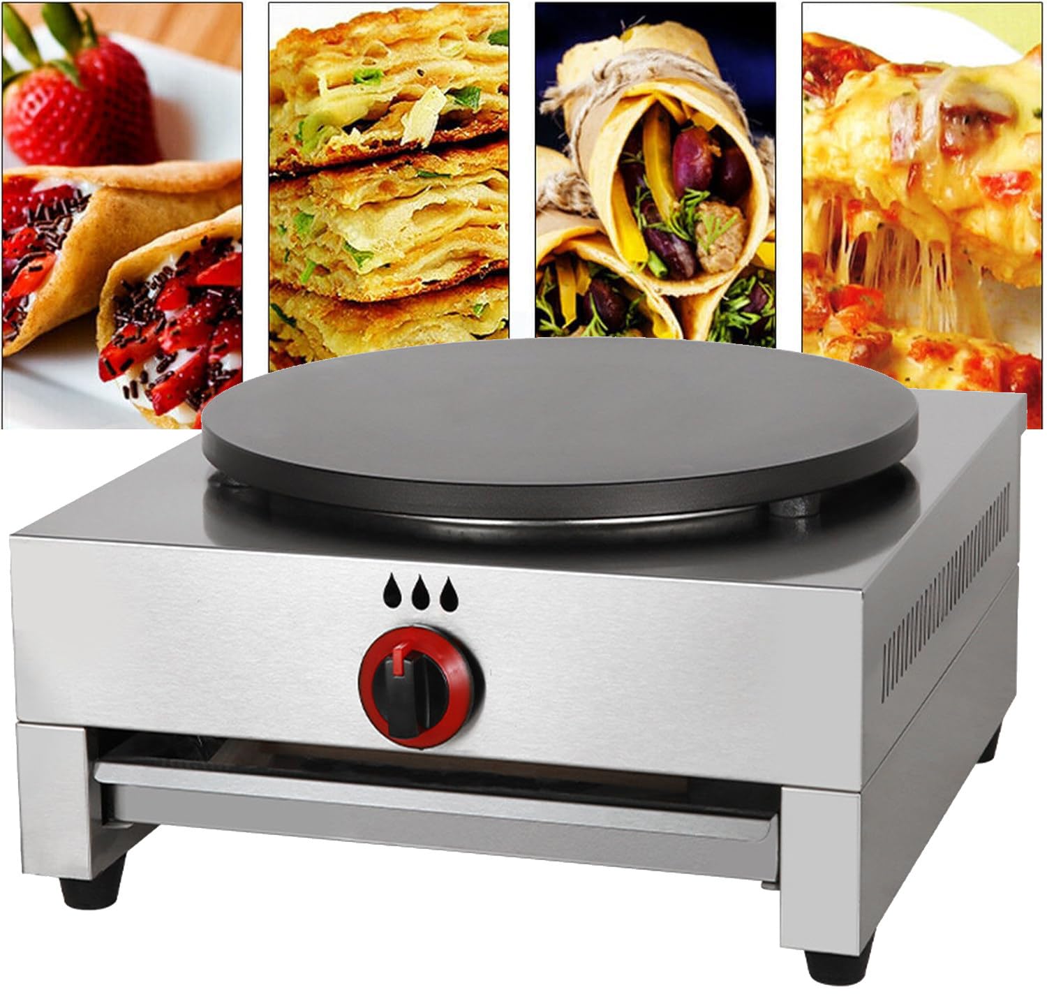Plancha de crepé antiadherente, potencia de fuego ajustable, máquina comercial de panqueques para el hogar y restaurante, máquina eléctrica de crepé