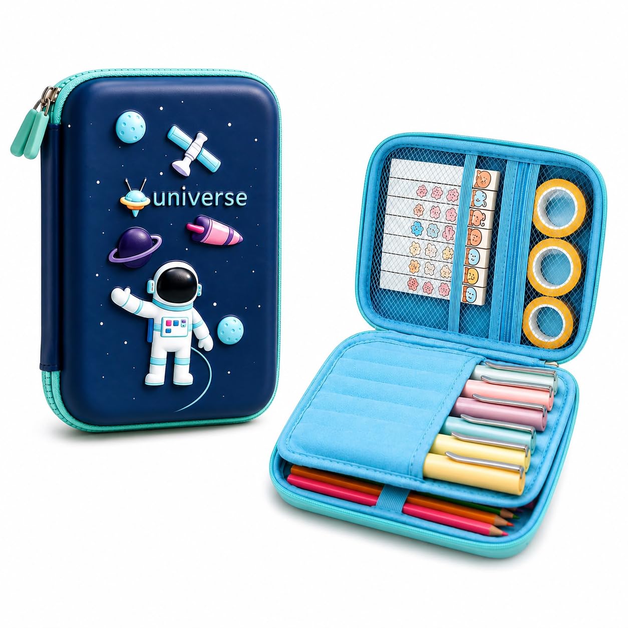 Umadiya® Premium Eva 3D Cover Large Capacity Space Astronaut Pencil Case Compartments, School Pouch Stylish Pen Holder (Bi...