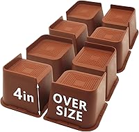 Vista 47 de Paquete de 4 elevadores de cama de 1 pulgada, elevadores de muebles de 2 pulgadas, negros, elevadores de cama resistentes para mesa, sofá, silla