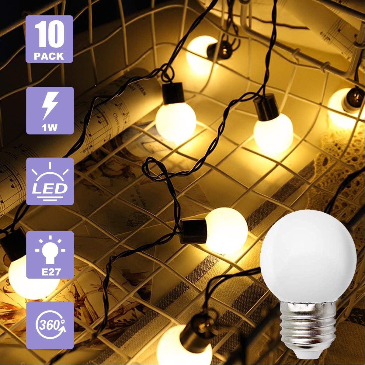Buy 1 get 1 🔥 MZyoyo 1W LED Light Bulb,G14 G45 1W E26 E27 Soft White 3000K,Not Dimmable LED Energy Saving Light Bulbs 8 Watt Equivalent,Small LED Night Light Bulb for Halloween Bedroom Holiday Decoration,10 Pack One-Day Sale: Up to 50% Off MZyoyo 1W LED Light Bulb,G14 G45 1W E26 E27 Soft White 3000K,Not Dimmable LED Energy Saving Light Bulbs 8 Watt Equivalent,Small LED Night Light Bulb for Halloween Bedroom Holiday Decoration,10 Pack