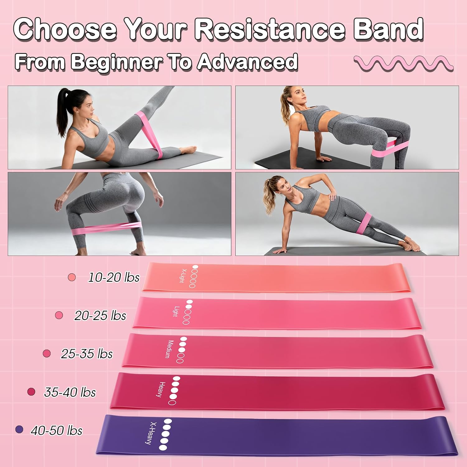 Pilates Kit 14PCS for Women,Home Workout Essentials Kit with Pilates Circle,9 Inch Yoga Ball, Figure 8 Resistance Band, Pilates Sock & Accessories for Beginners, Core Strength,Pink - Image 4