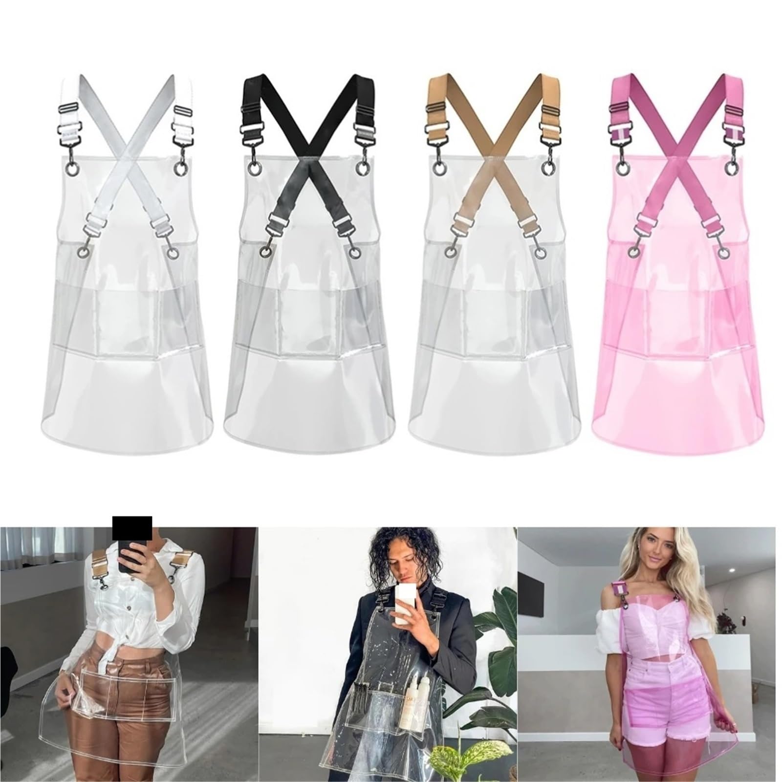 Delantal transparente Delantal transparente de TPU a la moda for peluquero, Chef, cocina, delantales pintura for hornear, delantal trabajo antiincrustante a for hombres y mujeres