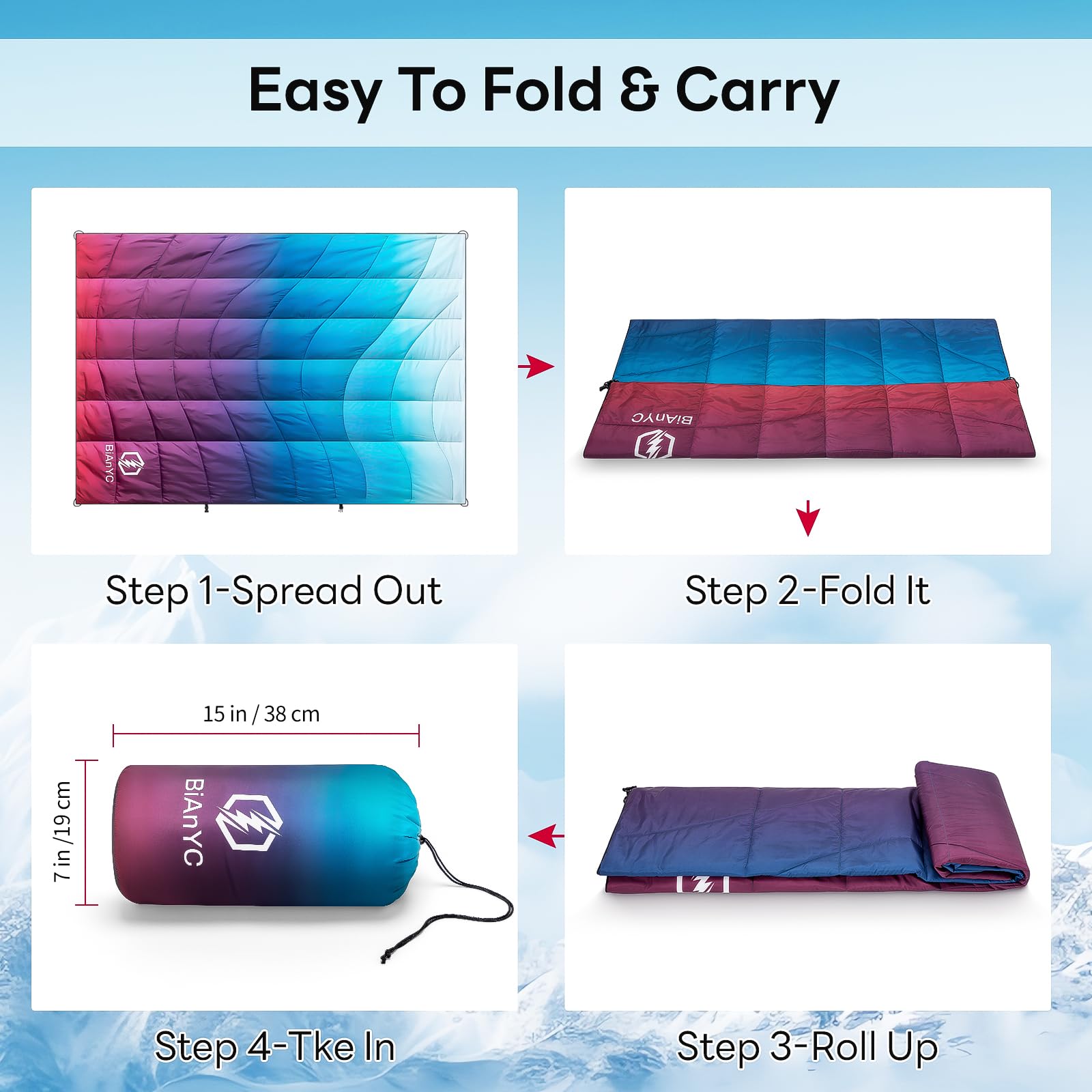 Couverture de camping en duvet pliable, légère et moelleuse avec tapis de sol, imperméable, coupe-vent, chaude pour voyage, hamac, randonnée, sommeil, pique-nique, plage