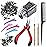 Duufin Hair Extensions Tools Kit 500 Pcs Dark Brown Micro Ring Beads 1 Micro Beads Plier 2 Hook Needle Pulling Loop 4 Plastic Alligator Hair Clips 1 Comb and 2 Bags Black Mini Rubber Hair Elastic