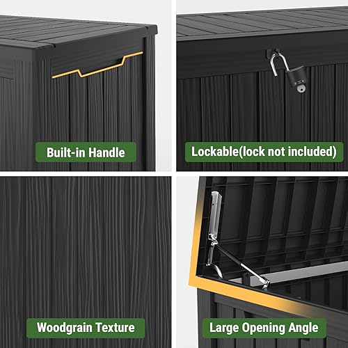 Vista 64 de Mars Villa Deck Box, Waterproof Weatherproof and UV Resistant Resin Storage Bin with Lockable Lid, Ideal for, Outdoor, Patio Furniture Cushions