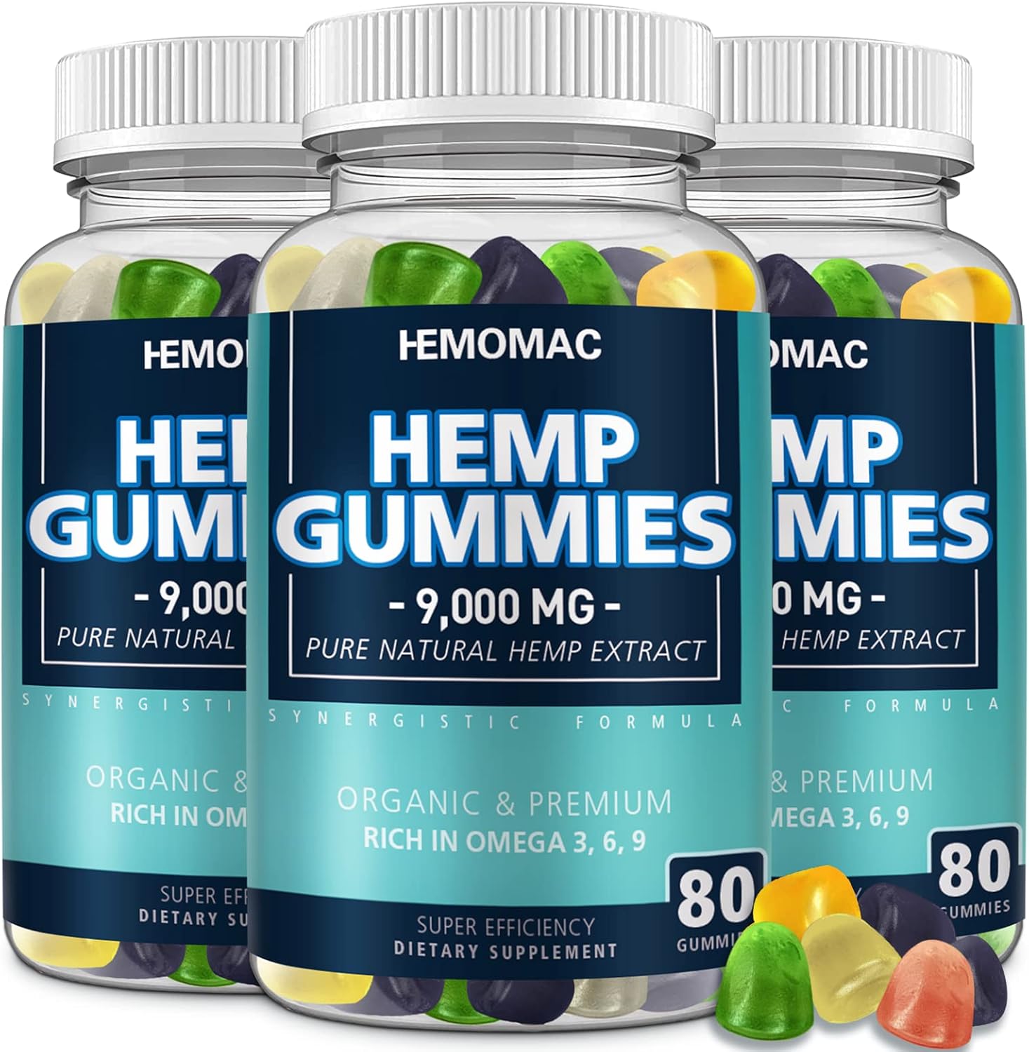 3 Packs Hemp Gummies Extract Strengthen High Potency Pure