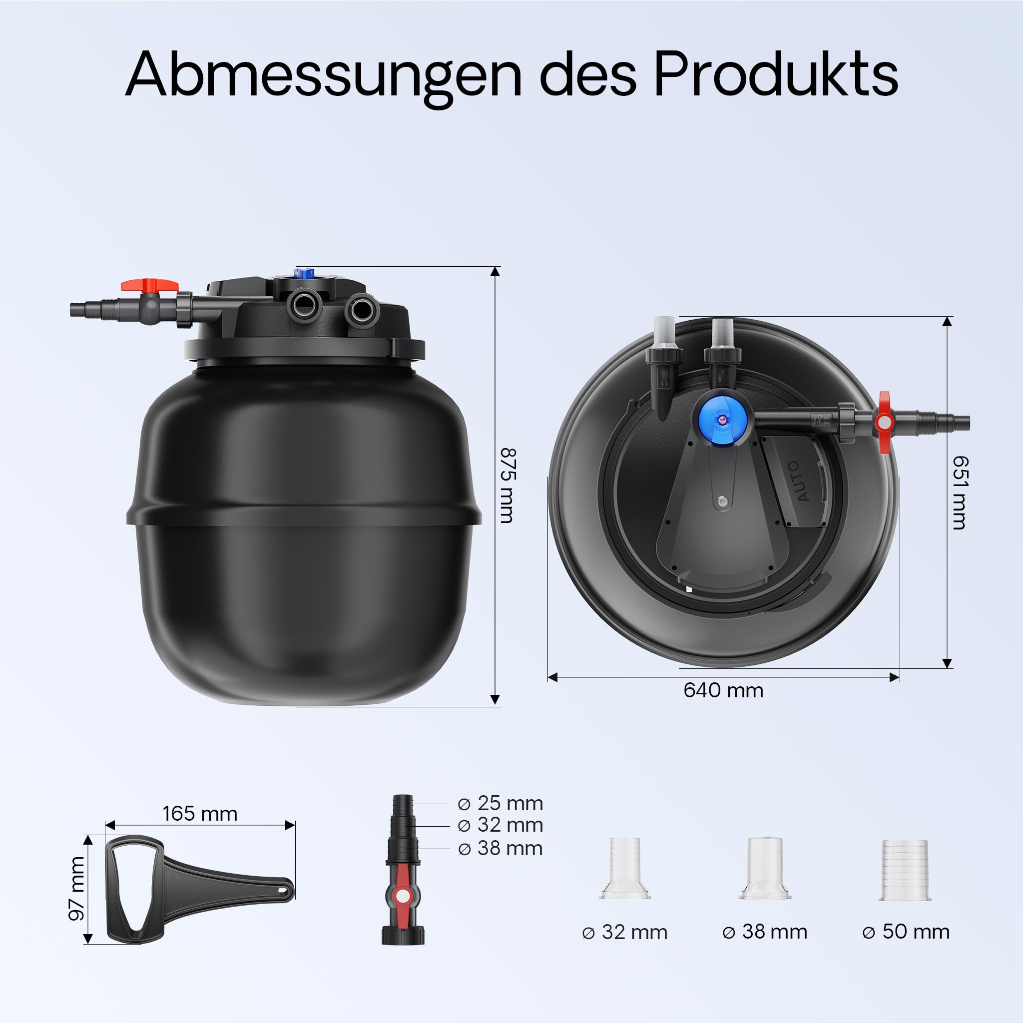 SunSun Komplettset: CPA-50000 Teichdruckfilter bis 100000 L mit 55 Watt UV-C Teichklärer, NEO10000 SuperECO Teichpumpe 10000l/h 80W, 10m Teichschlauch 38 mm (1 1/2"), Schlauchschellen W1 44-47mm