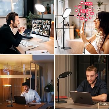 2 Pack Ring Light with Stand for Desk Bundle | 1 Pack Zoom Lighting for Computer + 1 Pack Desk Ring Light with Stand for Video Calls, Desk Light for Video Conference, Home Office, Webcam, Live Stream