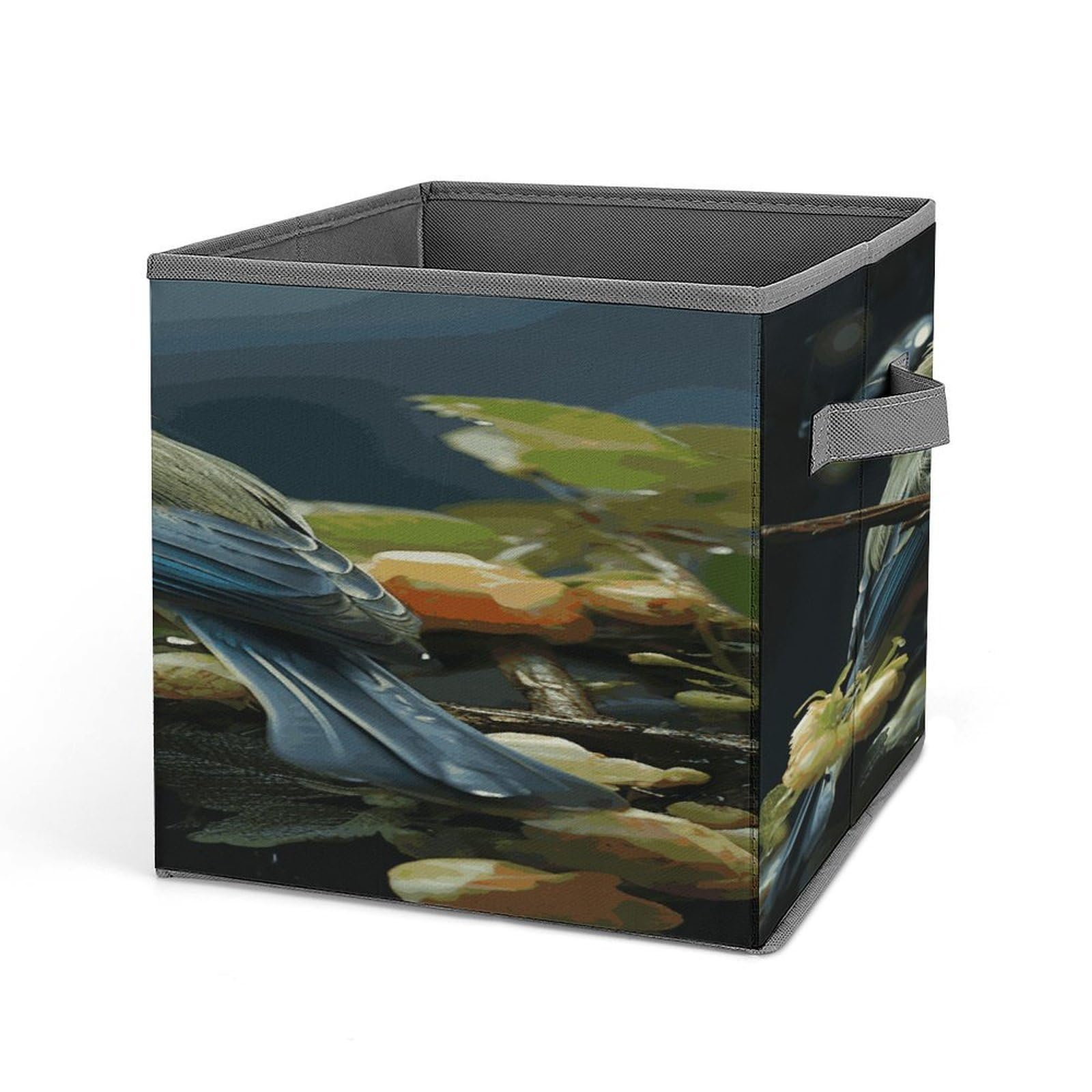 Fekiloot Style Green Leaves And Birds Storage Bins Storage Baskets