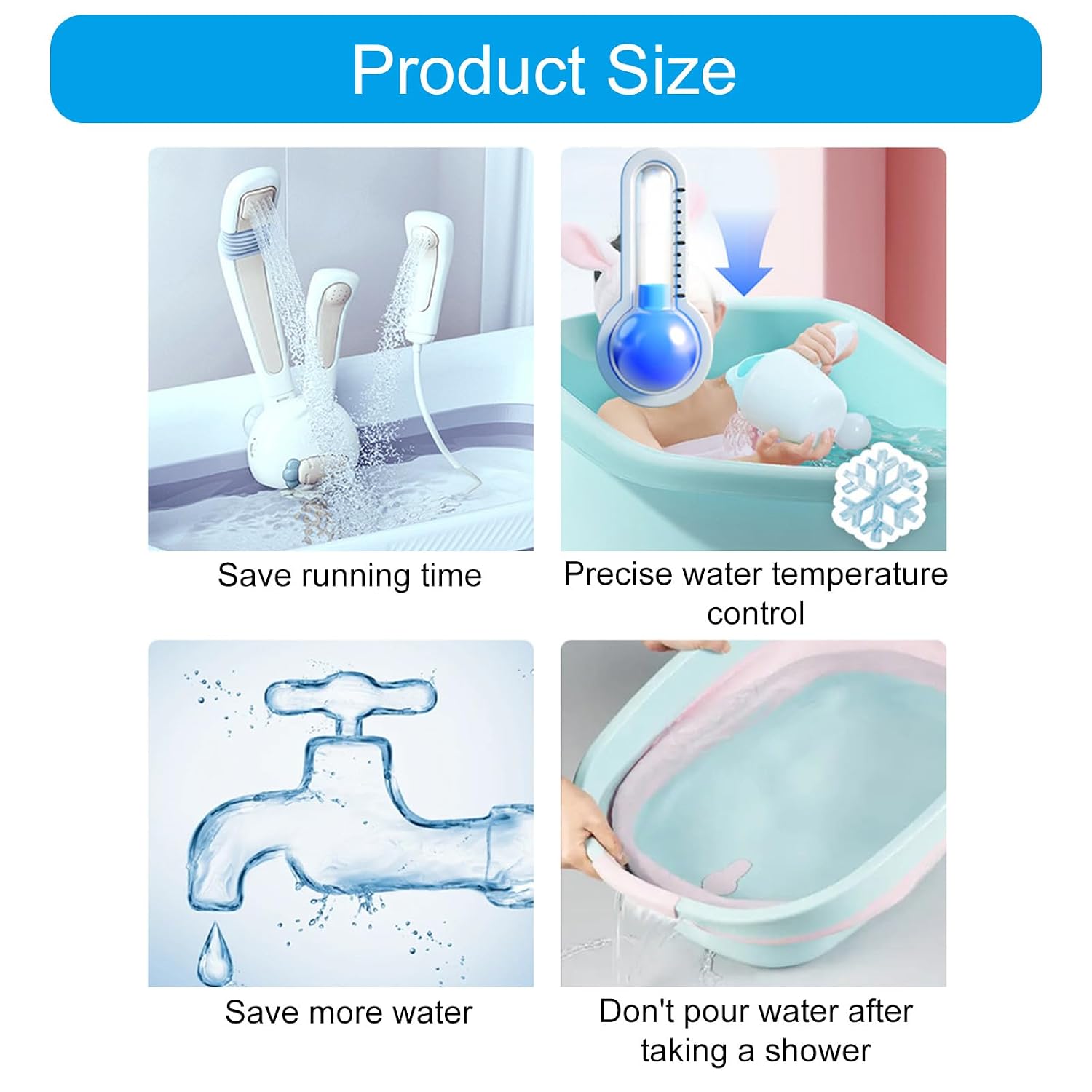 Portable Baby Standing Bath Rack Shower Holder Height Adjustable Infant Bathtub Stand with Nonslip Large Base