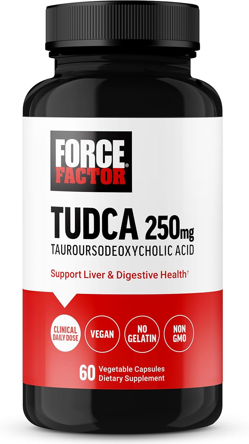 Force Factor TUDCA Liver Support Supplement, Powerful Bile Salt for Gallbladder Health and Liver Health, Tauroursodeoxycholic Acid, Clinical Dose, Vegan Friendly, Non-GMO, 60 Vegetable Capsules