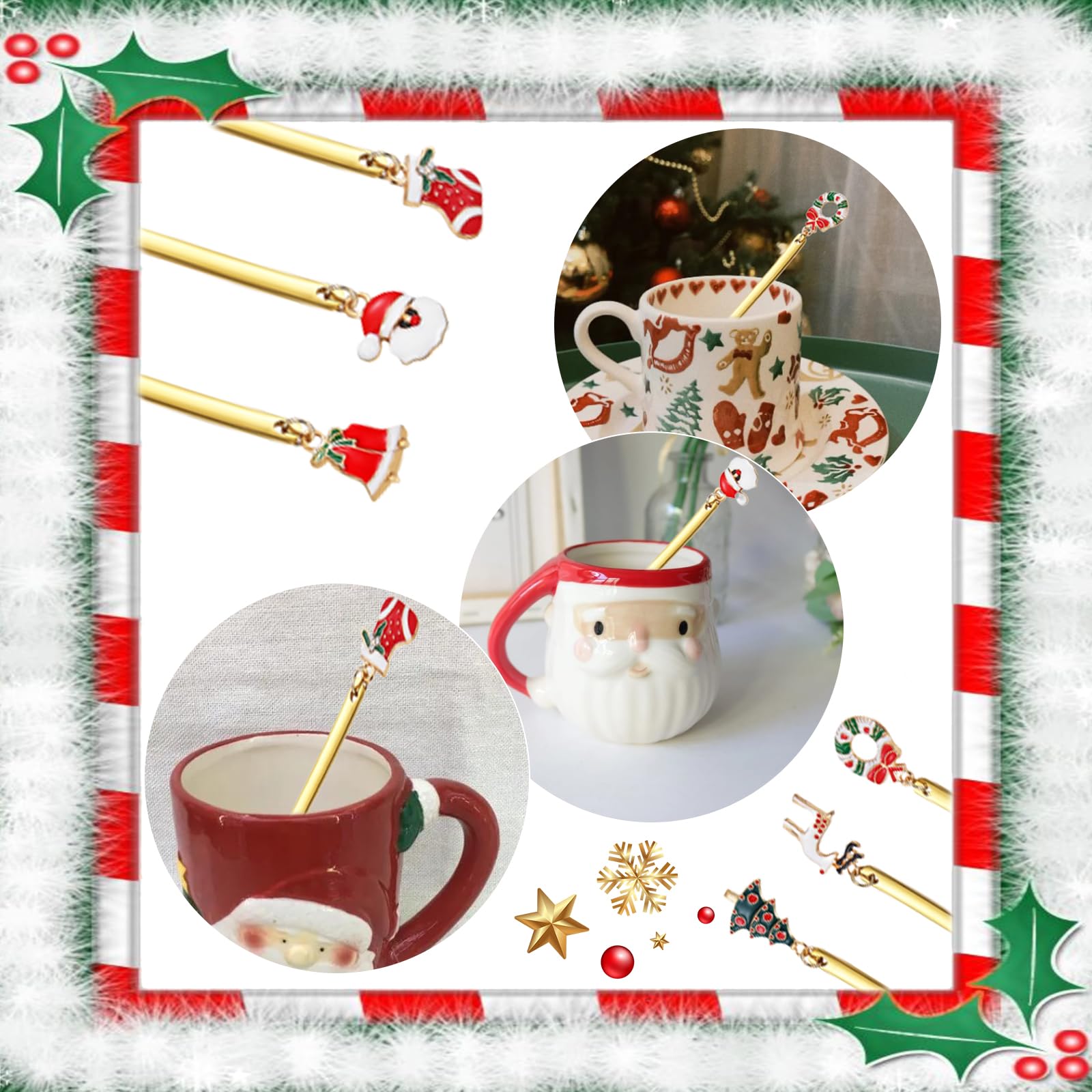 Acquista 6 pezzi/set di cucchiai natalizi in acciaio inossidabile, ornamenti per stoviglie per feste di Natale in Italia a partire da 8.64