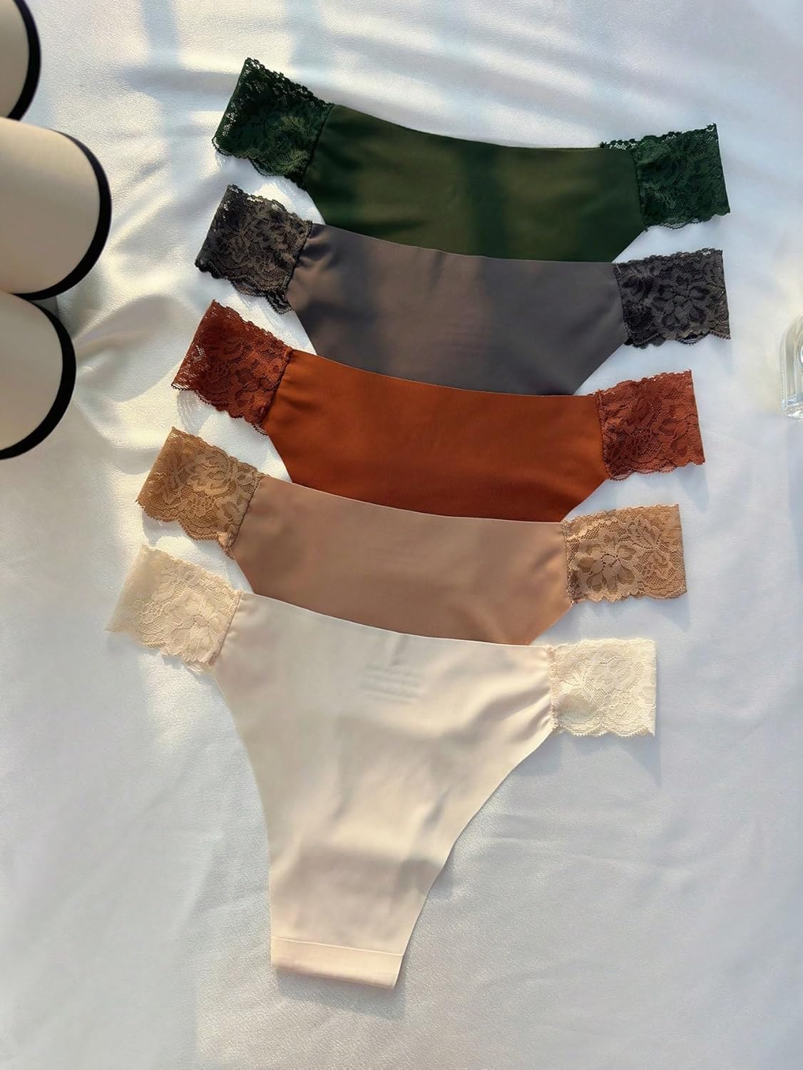 OYOANGLE Women's 5 Pack Seamless Floral Lace Briefs Low Rise Panties Hipster Underwear - Image 2