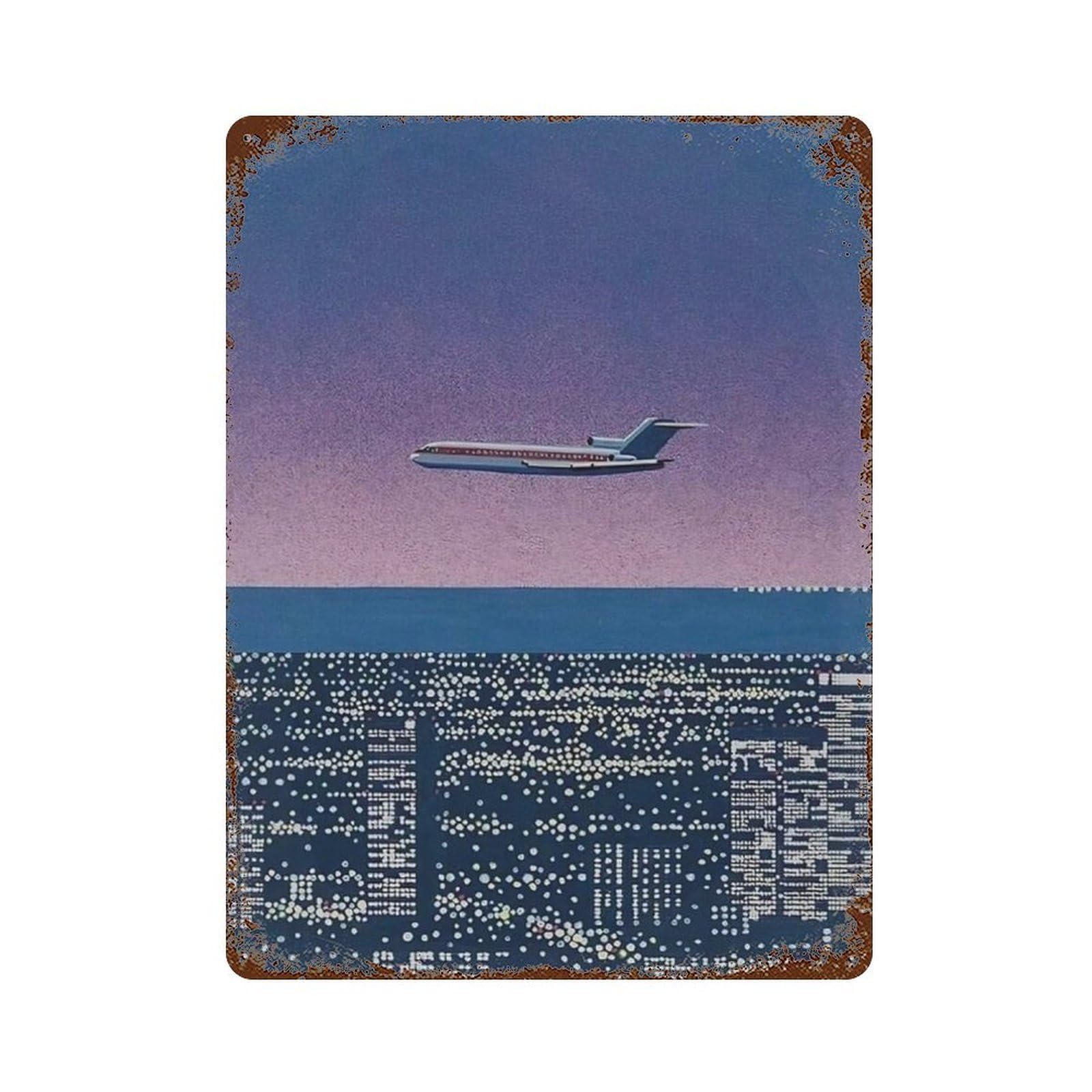 xiaoxiaoshen Hiroshi Nagai Downtown Sunset Wall Decor Art Metal Tin Poster Modern Home Decor Art Home Bar Shop Decorations Vintage Sign 40x30cm