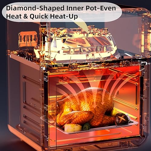 Miniatura 8 de Combo de horno freidora de aire digital 3 en 1 de gran capacidad de 10 litros con pantalla táctil inteligente, 18 preajustes y sartenes para hornear