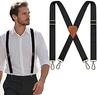 Nfijnlt Heavy Duty 1.5 Inch Elastic Suspenders for Men - Adjustable X-Back for Jeans, Dress Pants & Work, 34-50" Fit