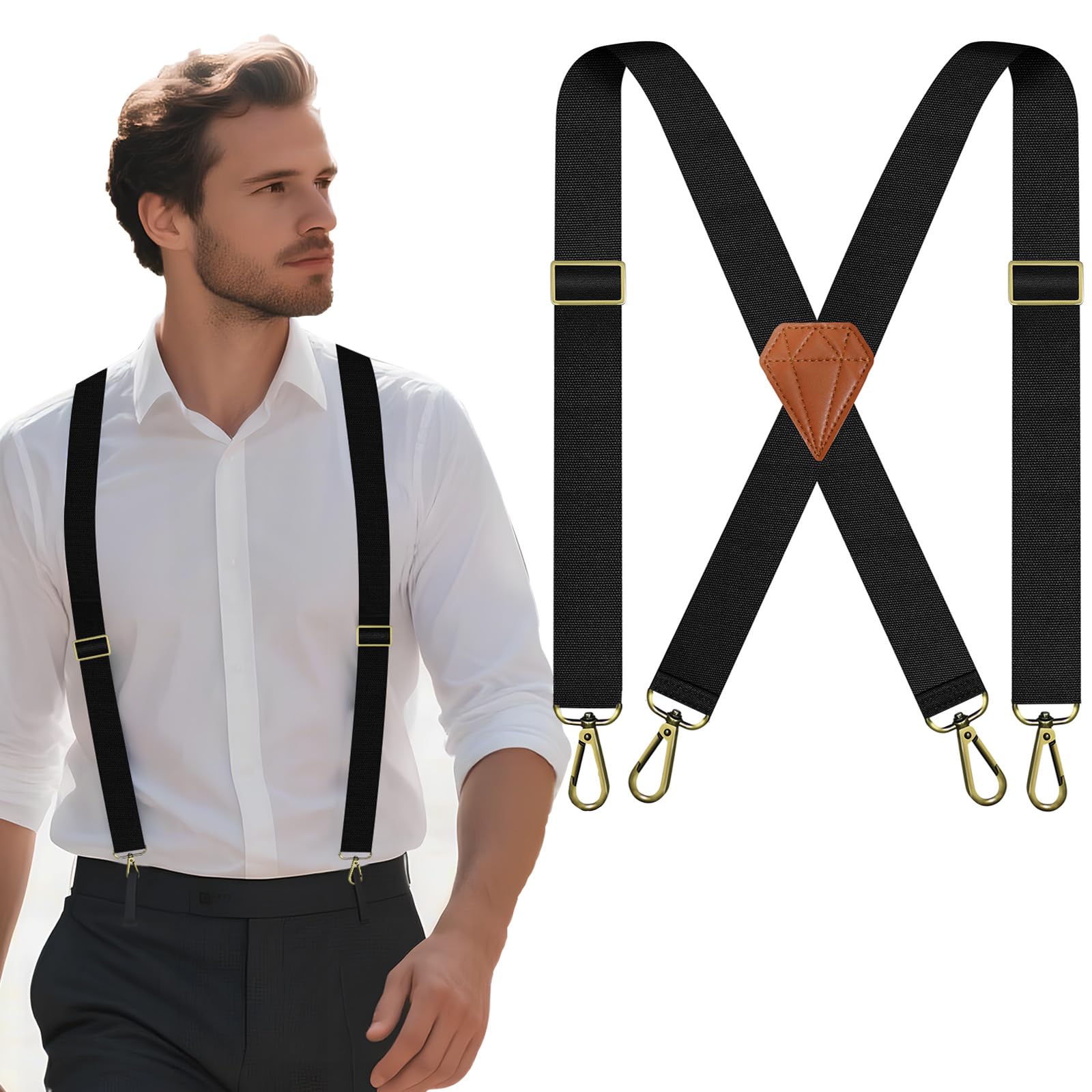 Suspenders for Men Heavy Duty Elastic, 1.5 Inches Mens Suspenders for Jeans, Adjustable Work X-Back Men's Suspender for Dress Pants-image-11