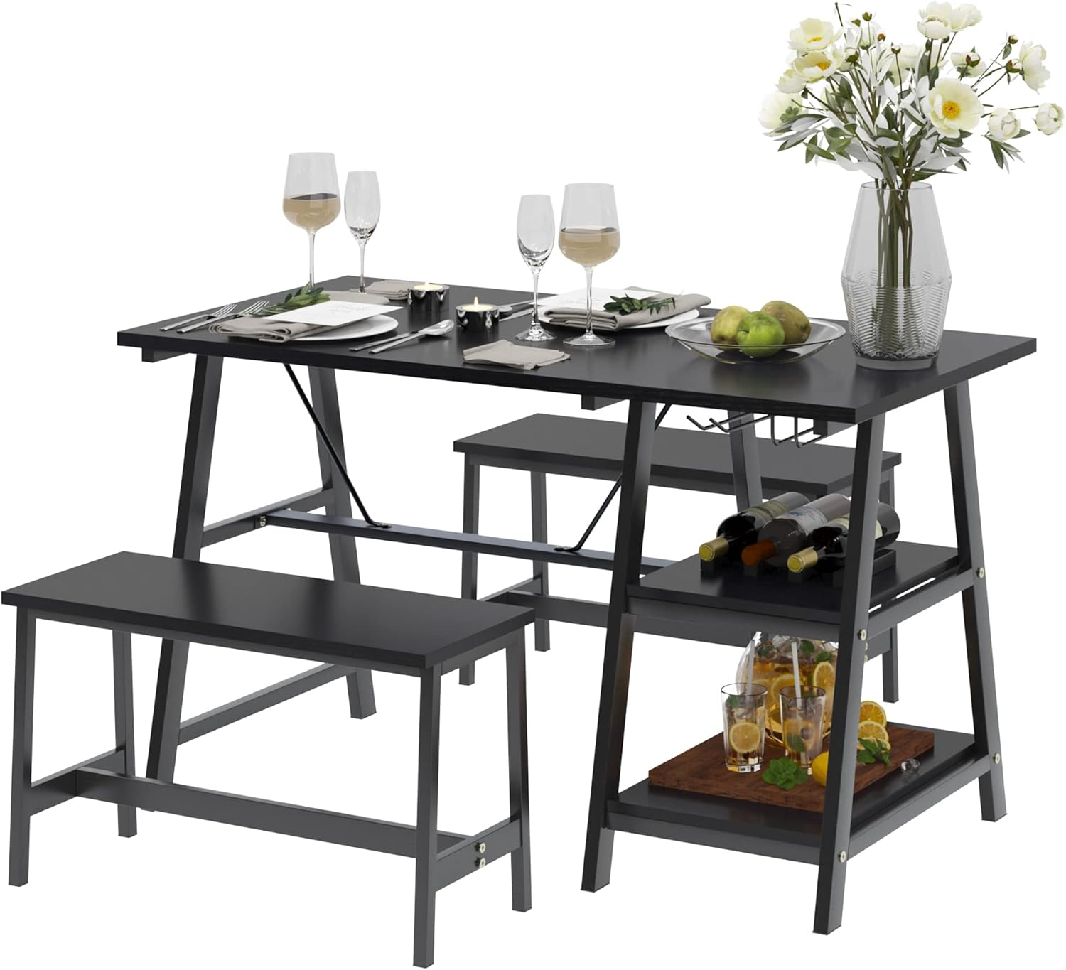 Soges 3Piece Dining Table,47.2inches Kitchen Wooden Table with 2 Chair