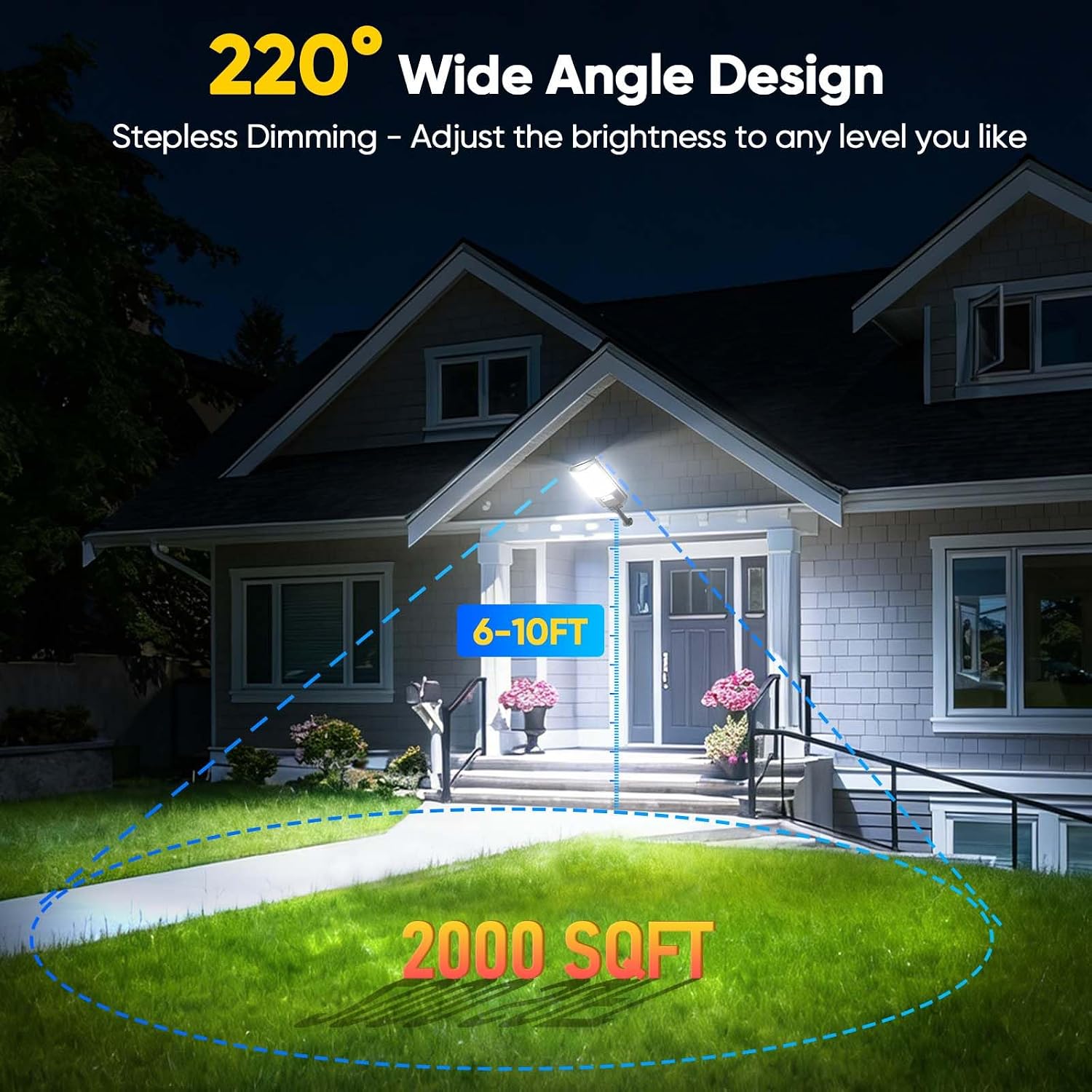 Solar Lights Outdoor Waterproof with Motion Sensor, 6500K Dusk to Dawn Solar Street Lights with Remote, 3 Modes Solar Powered Security Flood Light for Patio Garden Yard Garage - 2 Pack