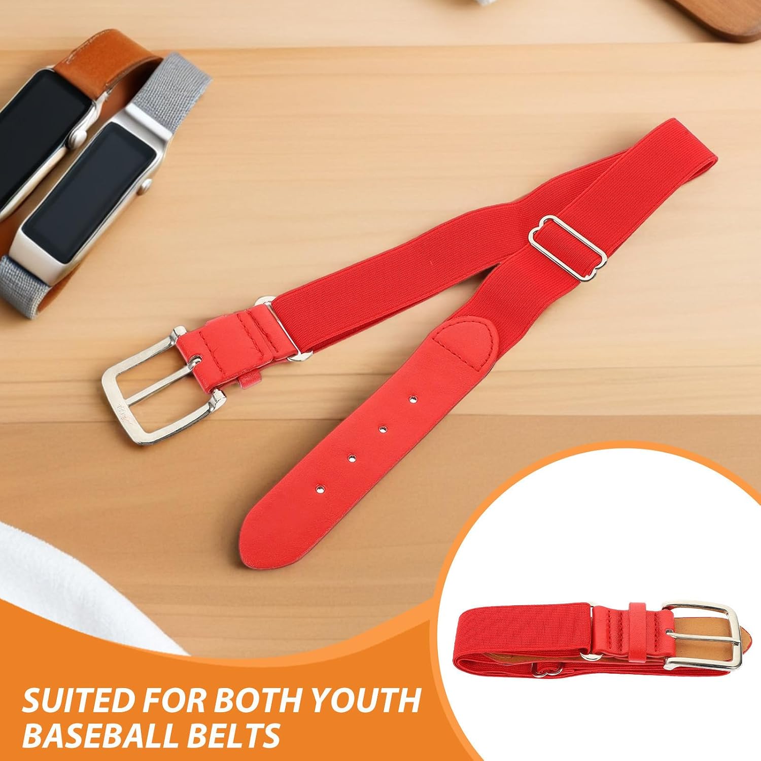 Toyvian Adjustable Elastic Baseball Belt 2pcs Imitation Leather and Steel Material Quick Adjustment Buckle for Youth and Adults for Softball and Fastpitch Sports