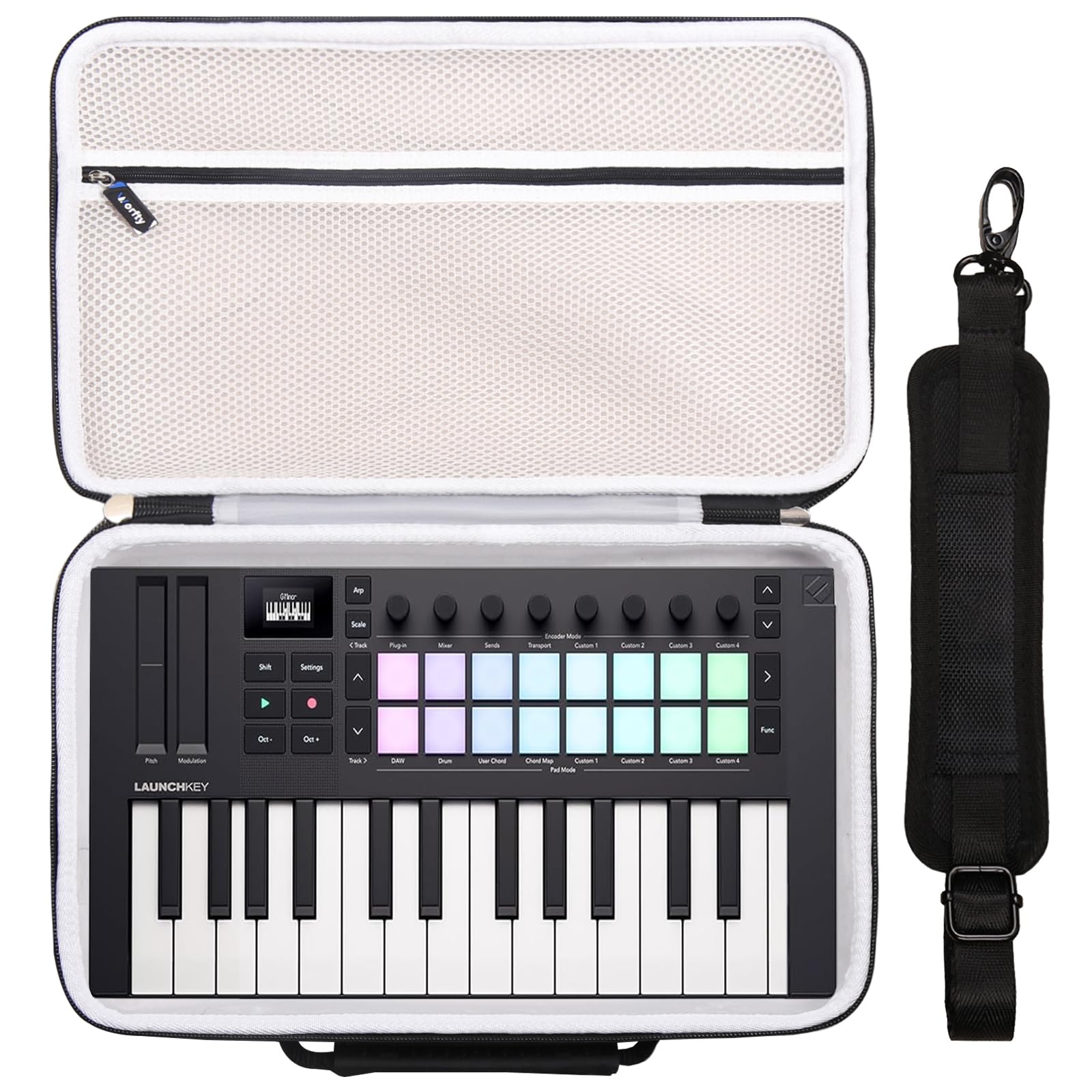Etui für Novation Launchkey Mini 25 MK4 / MK3 / FLkey MIDI Keyboard Controller, Reise-Tragetasche geeignet für Novation Launchkey 25 Tasten Mini (Schwarz)