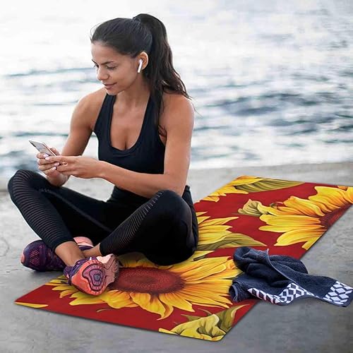 Miniatura 6 de Wassud Tapete de yoga con patrón de girasol para mujeres y hombres, 71 x 26 pulgadas, plegable, antideslizante, para pilates, aeróbicos, ejercicios