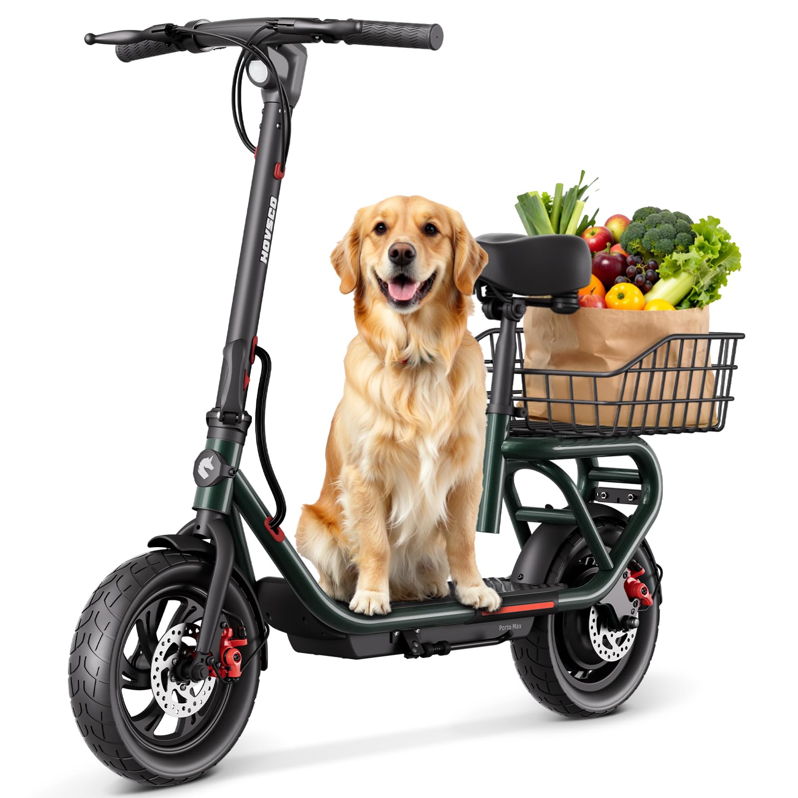 HOVSCO Electric Scooter for Adults 700W Peak 19 MPH Folding Commuter Scooter with Seat Basket 30 Mile Range