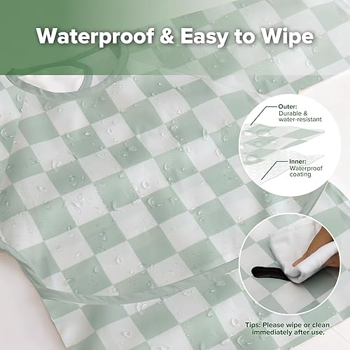 Vista 4 de haakaa Long Sleeve Baby Bib, Waterproof & Adjustable Baby Smock Bib for Eating, Painting & Play, Easy Wipe Clean, 6–24M Días a cuadros