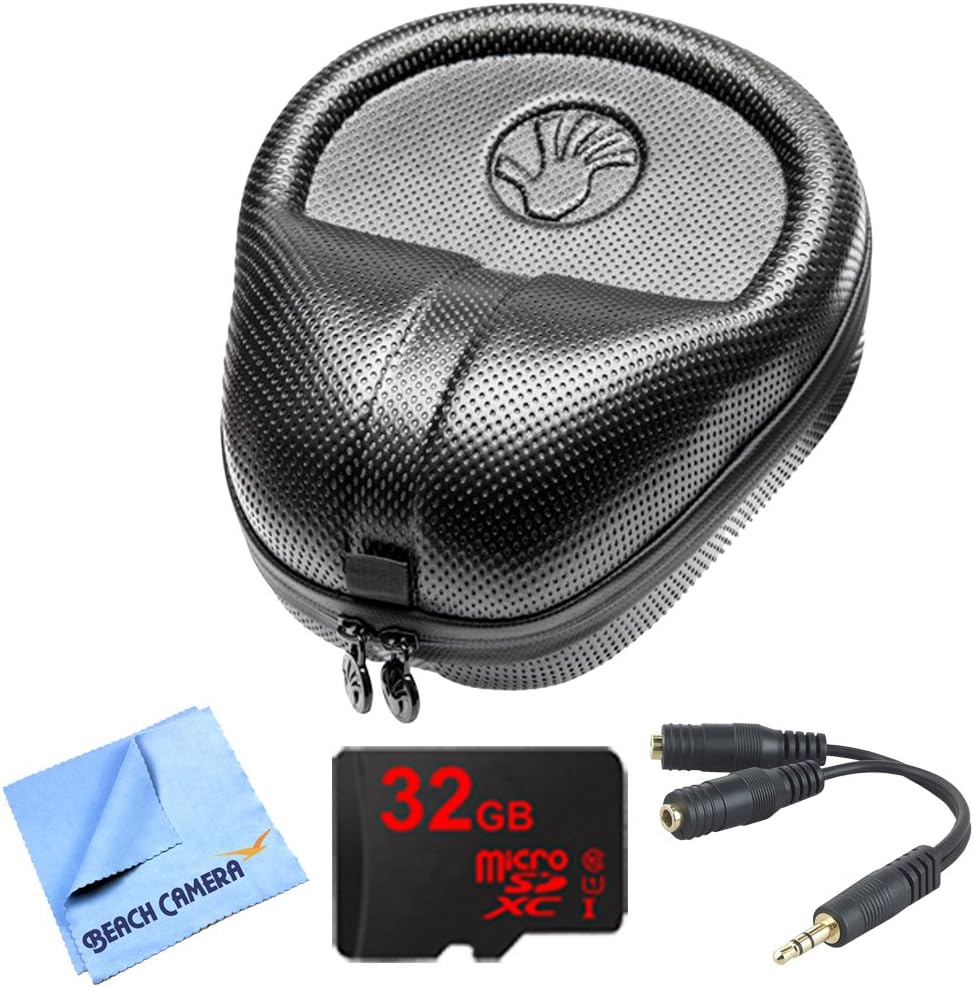 Slappa HardBody Pro Full Sized Headphone Case (Black) Bundle with Gigastone 32GB MicroSD Memory Card and More