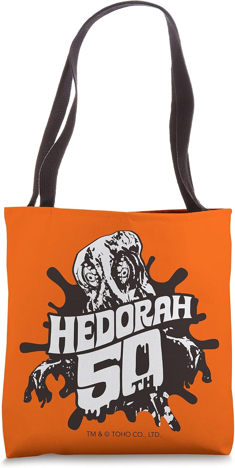 Godzilla Hedorah 50th Anniversary Black Line Art - Orange Tote Bag