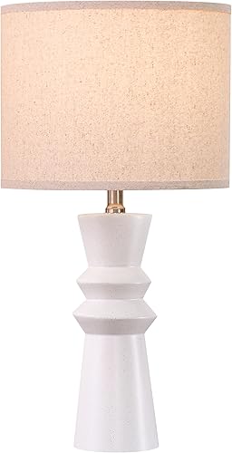 Miniatura 7 de Juego de 2 lámparas de mesa de cerámica blanca de 24.75 pulgadas, juego de 2 lámparas blancas minimalistas modernas para sala de estar, dormitorio y