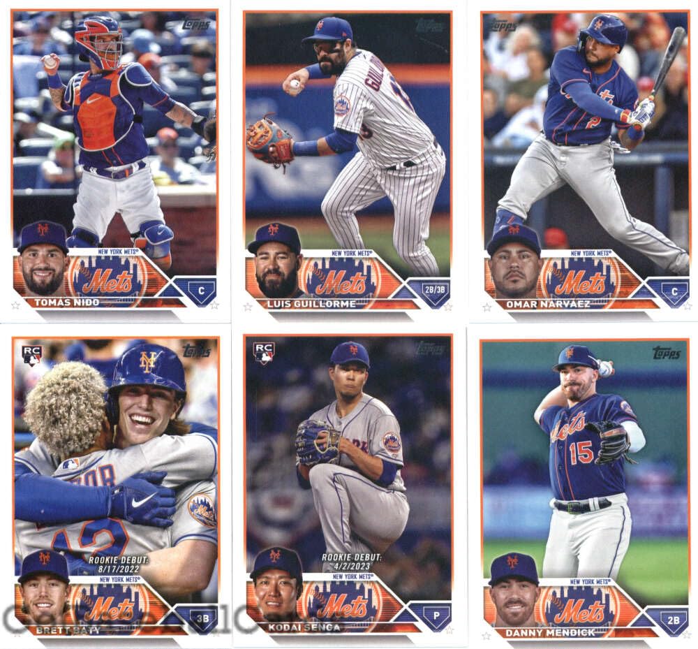 2023 Topps Update New York Mets Team Set of 11 Cards: Tomas Nido(#US105), Luis Guillorme(#US121), Omar Narvaez(#US152), Brett Baty(#US158), Kodai Senga(#US20), Danny Mendick(#US23), Francisco Alvarez(#US255), Pete Alonso(#US292), Drew Smith(#US30), Brooks Raley(#US43), Tommy Pham(#US90) - Sportscard Superstore