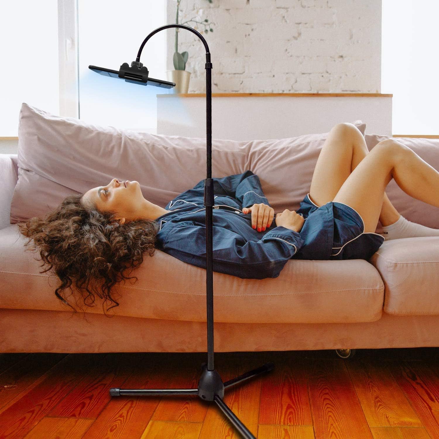 HOLD UP 2.1m Lazy Mobile Holder with Height-Adjustable Stand and 360? Adjustable Gooseneck Mobile/Tablet Holder for Leisure Watching and/or Photoshoot & Videography