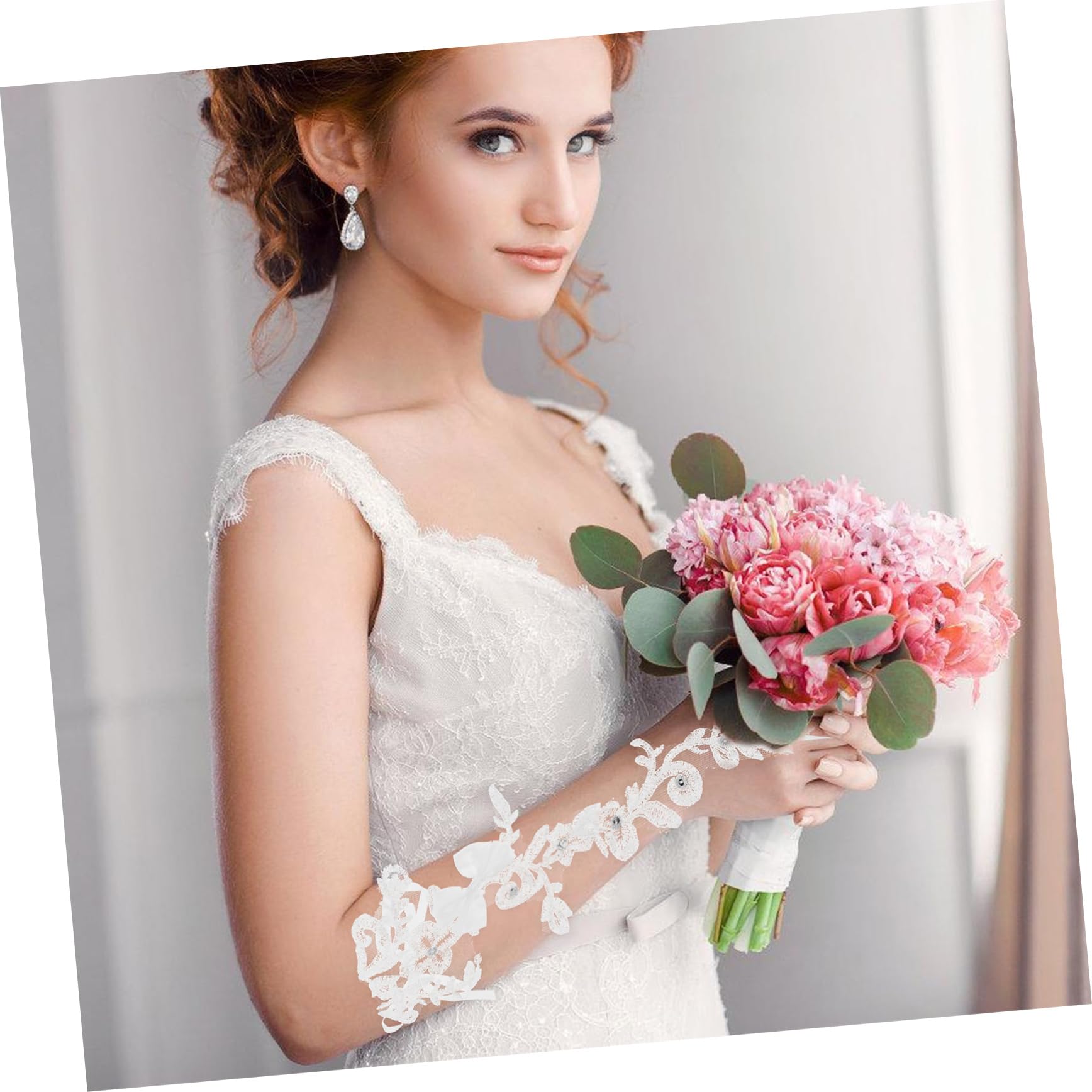 CALLARON Mangas de Boda Nupcial Sombreros de Boda para Mujer Mangas de Brazo para Guantes de Novia Guantes Bodas Moda Guantes de Boda Guantes para Mujer cordón