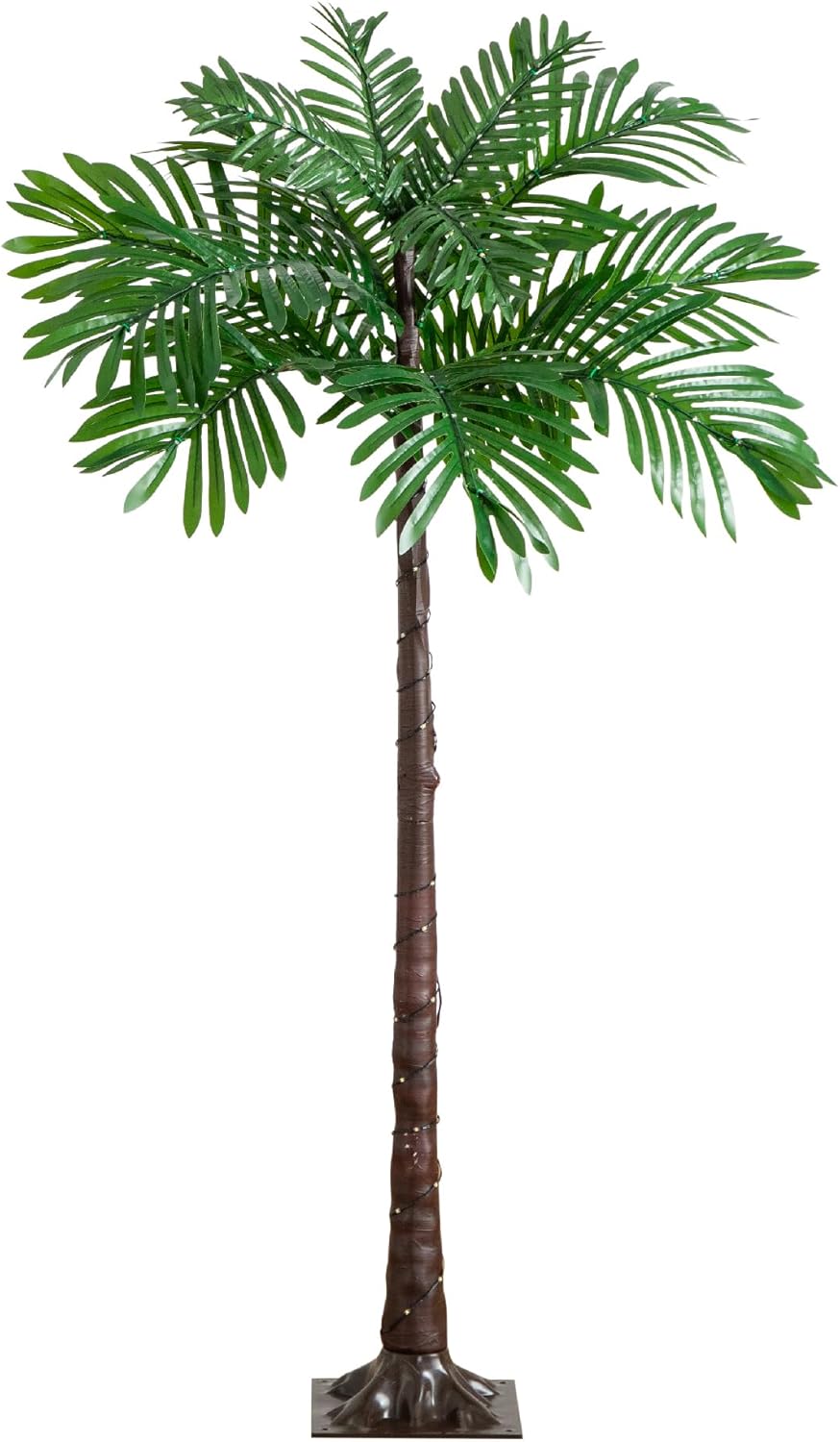 Nearly Natural 4-FT Artificial Palm Tree for Outdoors & Indoors, Pre-lit with 127 Warm LED Lights, Fake Tall Palm Tree with Sturdy Base and UV Resistant