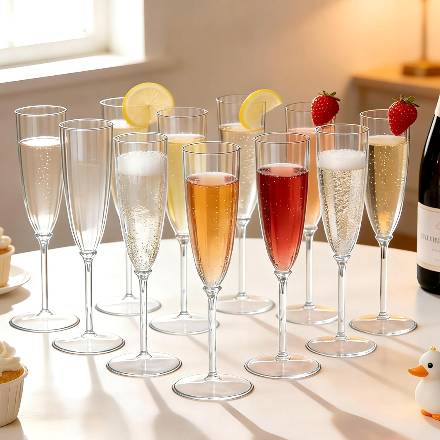 18Pack Clear Plastic Champagne Flutes, 5 OZ Hard Disposable Plastic Champagne Flute, 1-Piece Disposable Champagnes Glasses Ideal for Home, Daily Life, Party, Wedding, Toasting Drinking - Image 6