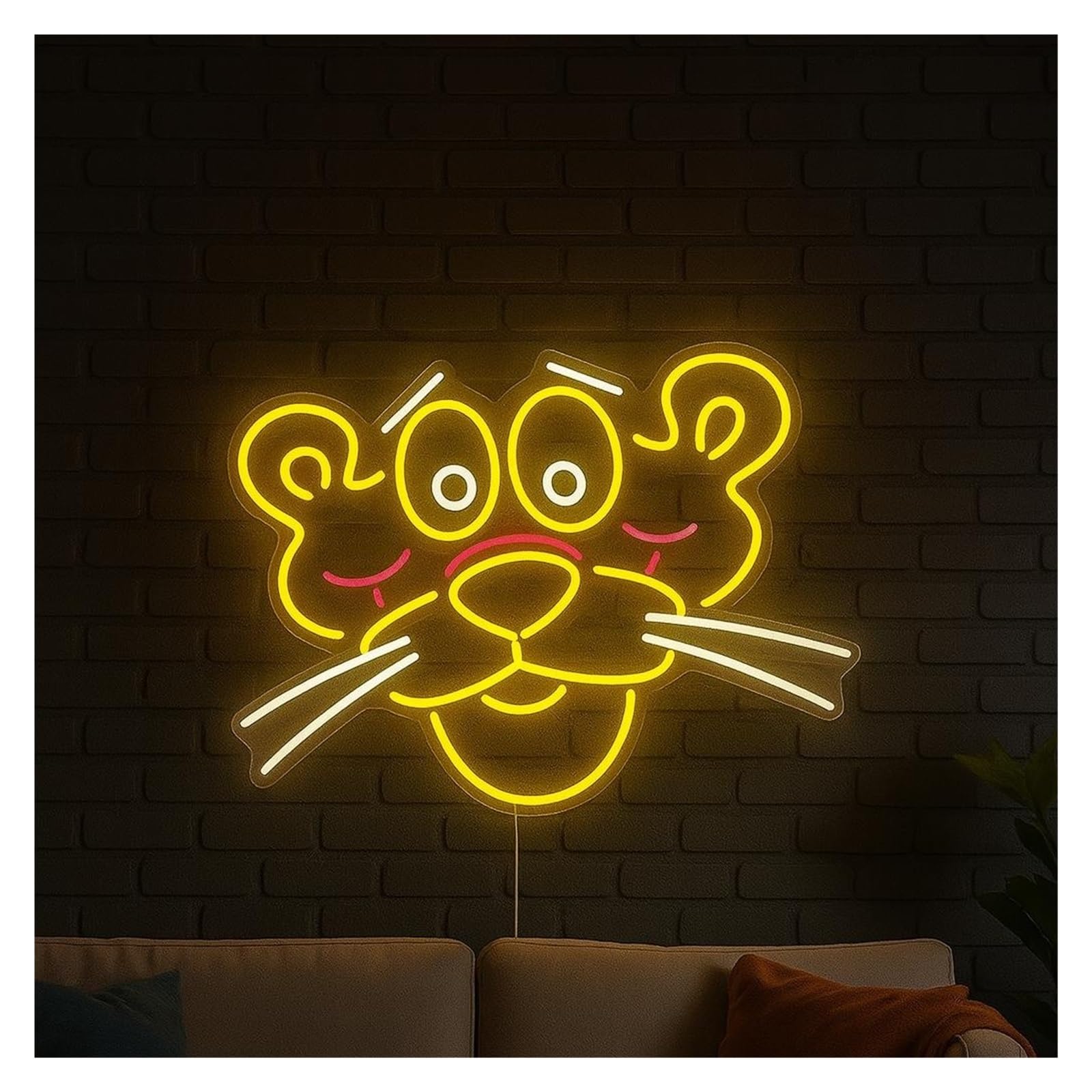 Shouxi C Sign Lamp Panther Pink Neon Sign, Suitable For Living Room, Game, Bar Decor With Dimmable 51Cm