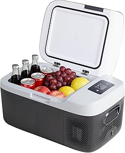 OLIXIS Portable Car Refrigerator, 17QT Single-Zone Electric Cooler for Vehicles, -4℉-68℉ Freezer Smart Control via Bluetooth with Car Battery Protection, Child Lock, 12/24V DC & 100-240V AC Powered
