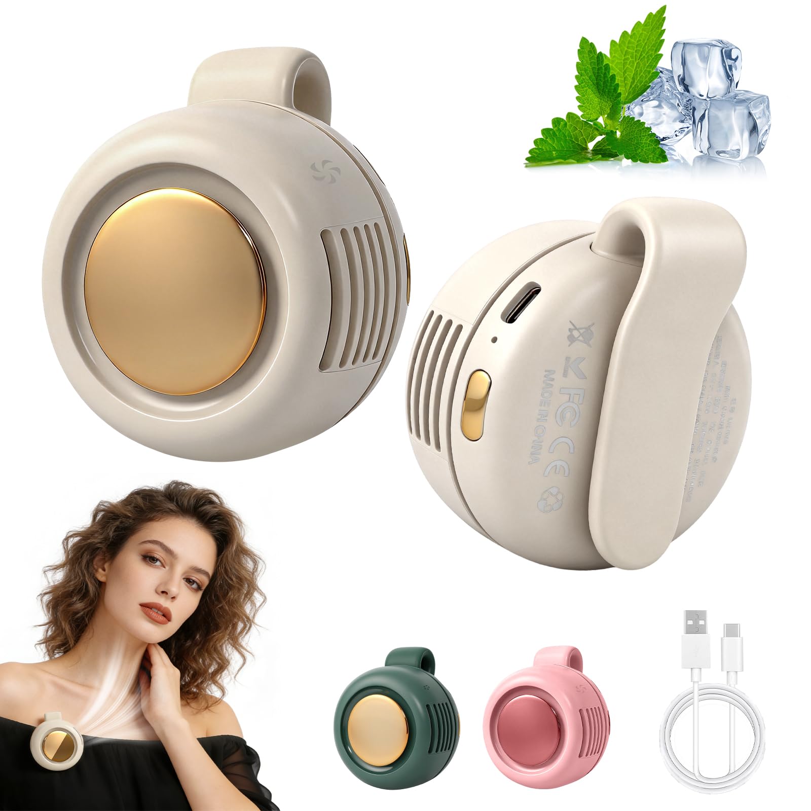 Mini ventilador silencioso hepanio sin aspas de 3 velocidades con clip para camisa y cintura