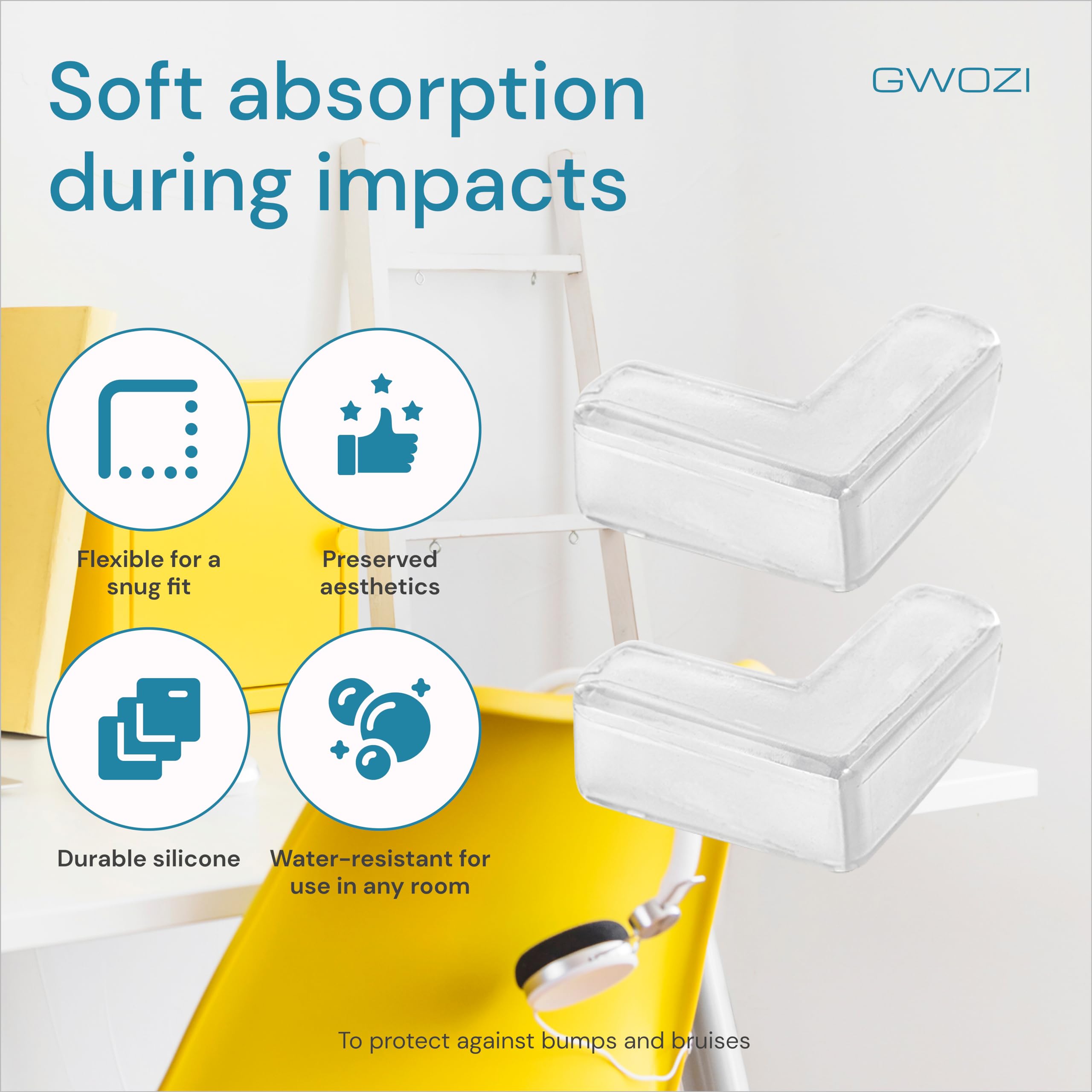 Table Corner Protectors for Furniture - Silicone Corner Guards Self-Adhesive, 8 Pcs - Clear Furniture Corner & Edge Safety Bumpers - Sharp Edge Protector Pads for Desk, Glass Tables, L Shape