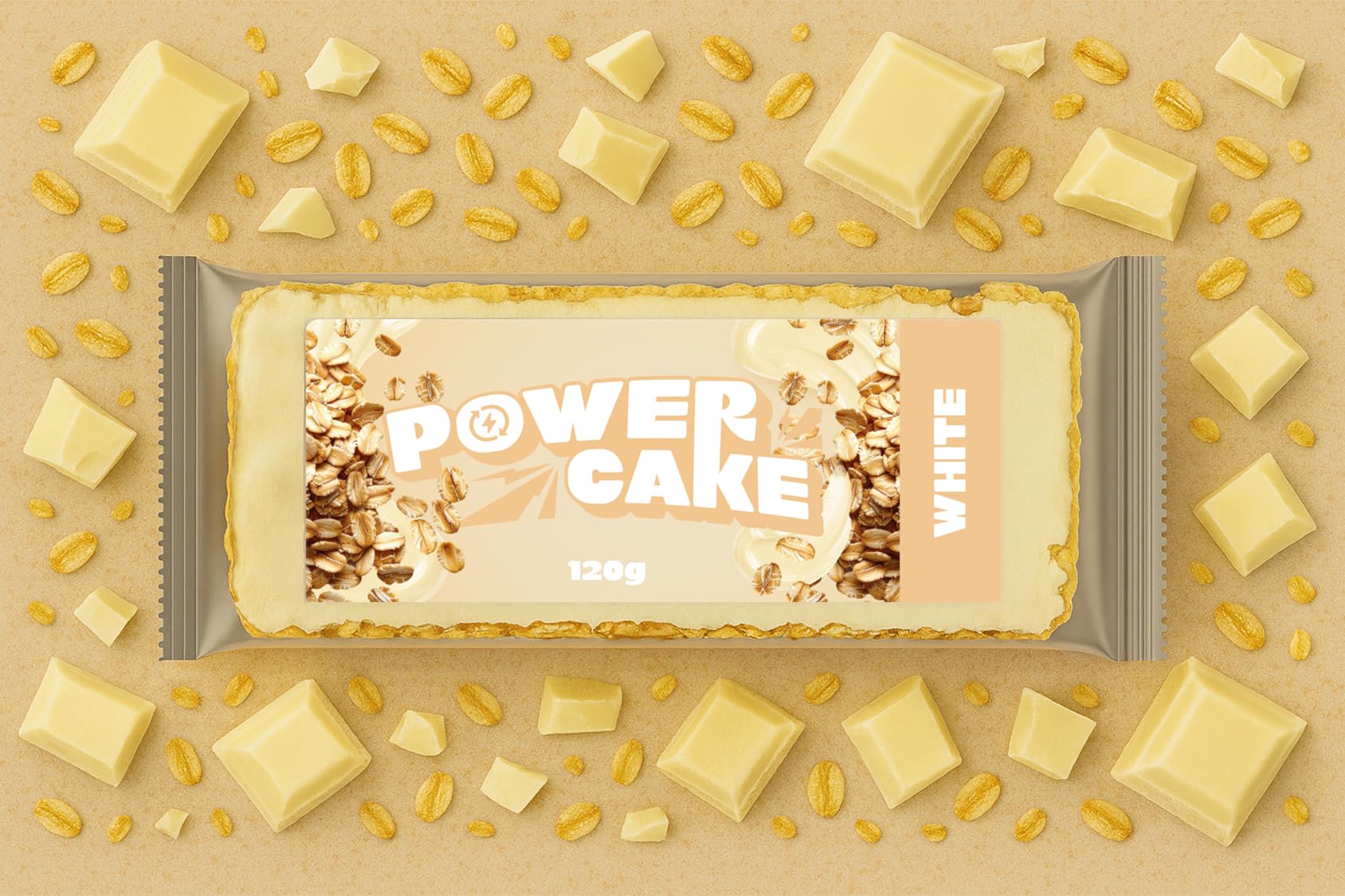 Foodtastic Power Cake White (30 x 120g) | leckere, saftige Haferriegel | handgemachte Flapjack Energieriegel aus Haferflocken