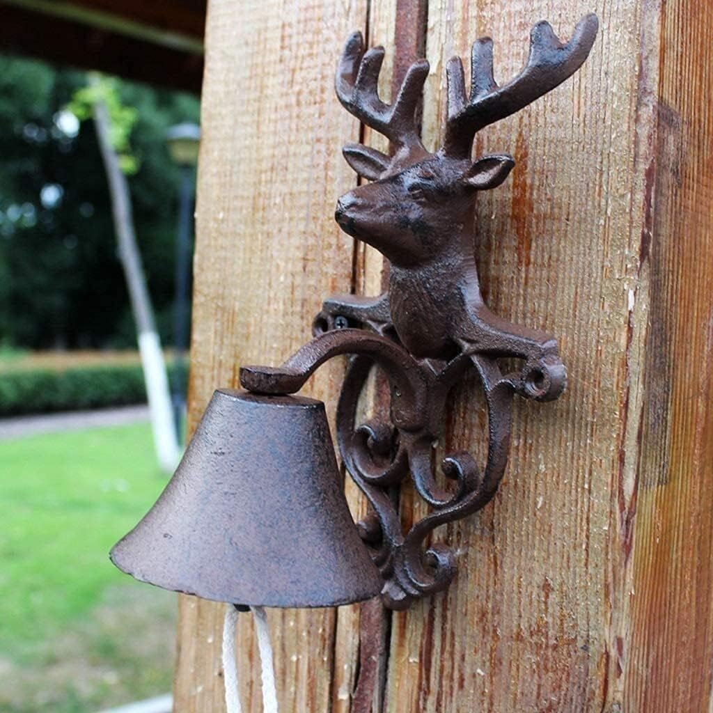 Cast Iron Doorbell, Cast Iron Dinner Bell Cast Iron Bell - Welcome Entry Door Bell Antique Doorbell Decoration Front Door Interior Exterior Decor Black Cast Iron Doorbell Retro Manor Wind Chime Wall H