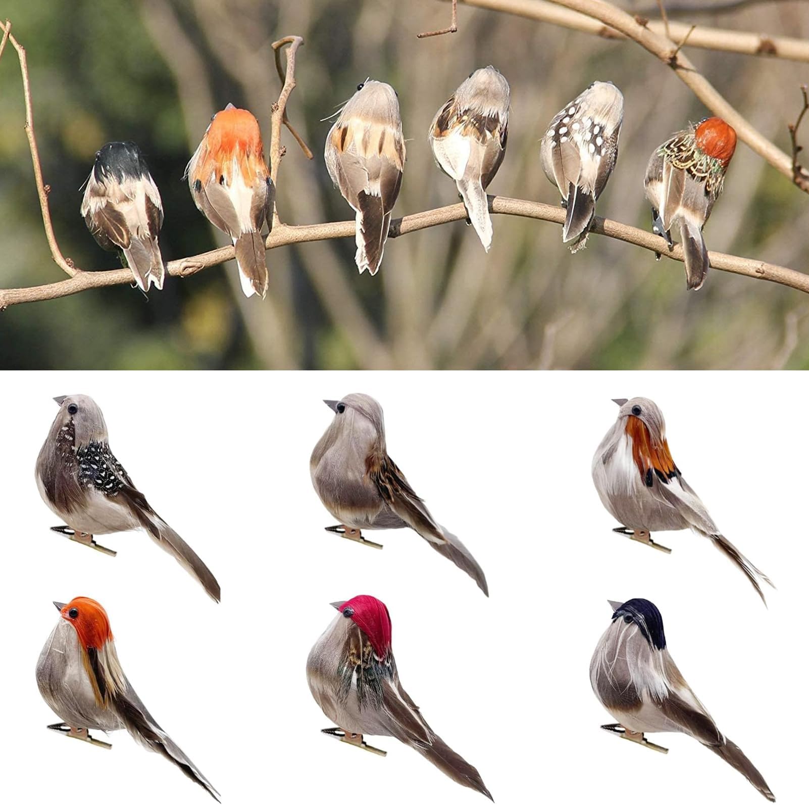 lwingfly Artificial Simulation Foam Bird, Sparrow Ornaments DIY Craft For Wedding Decoration Party Accessories 10cm (6)