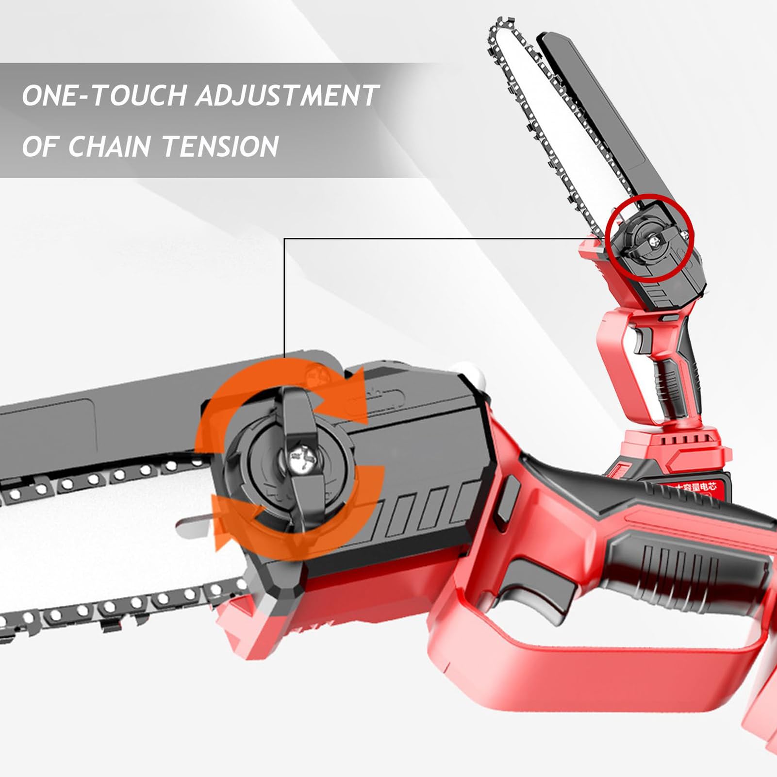 Motosierra inalámbrica, sierra eléctrica de mano de 8 pulgadas con 2 baterías y cargador, motosierra portátil sin escobillas para uso en exteriores