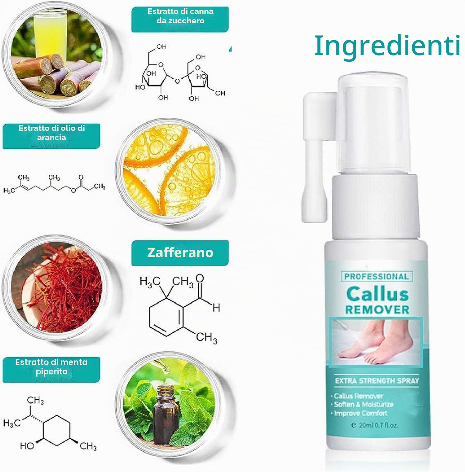 Spray extra forte per rimuovere i calli: spray rimuovi calli per piedi e tallone, olio spray per pelle morta